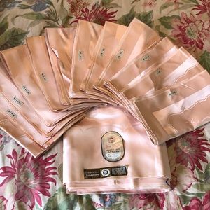 ANTIQUE 20’s IRISH Danask TableLinen 112”x112 + 12 cloth napkins PINK Deadstock